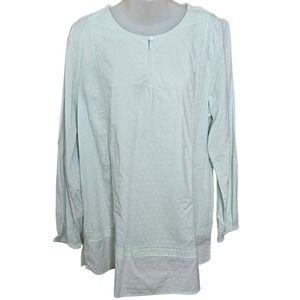 Lands End Womens Peasant Top Size‎ Large Swiss Dot Lace Prairie Green Cotton